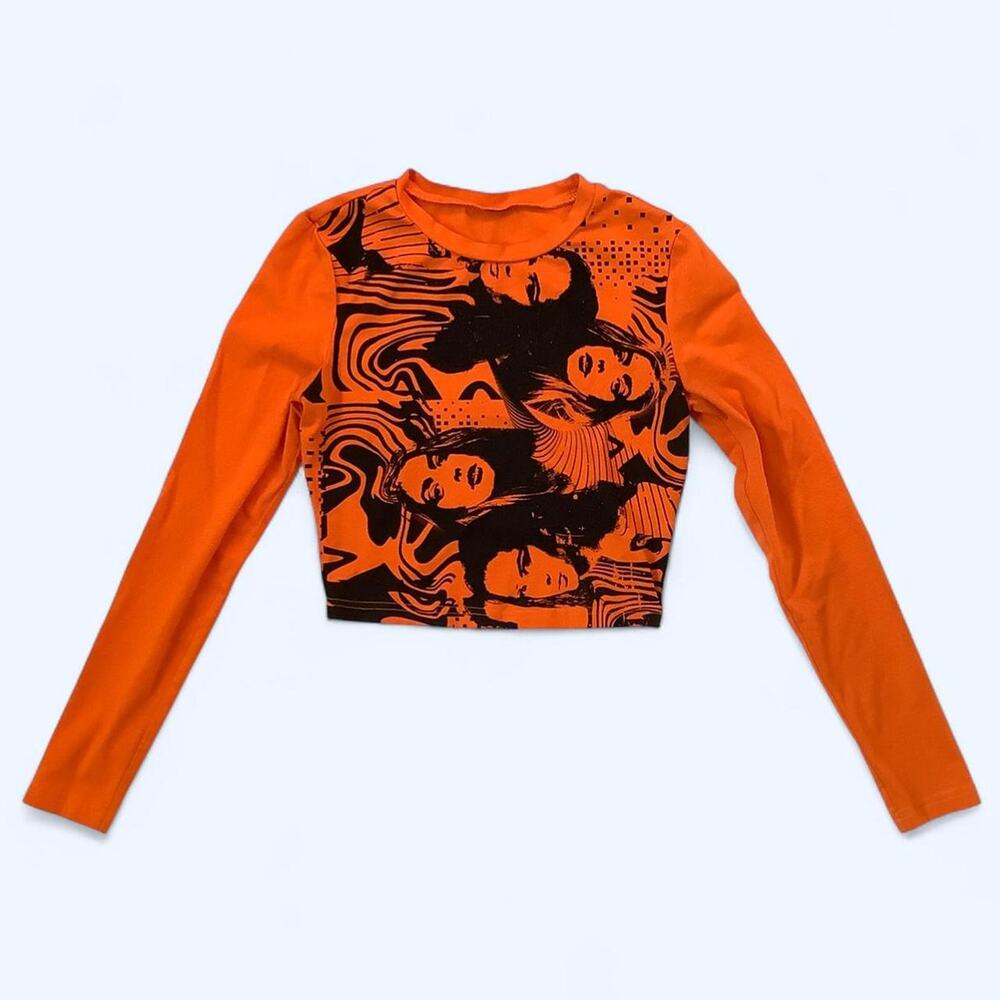 Orange long sleeve crop top